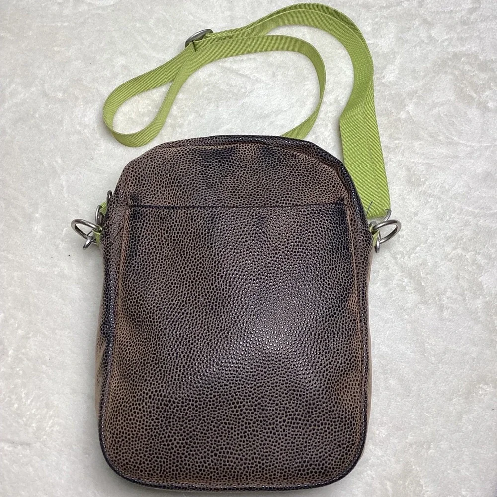 Haiku by Sharon Eisenhauer Brown Canvas Leaf Embroidered Crossbody Bag Messenger